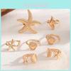 Ocean Theme Adjustable Ring Set With Shell Elements For Women Fashion Jewelry