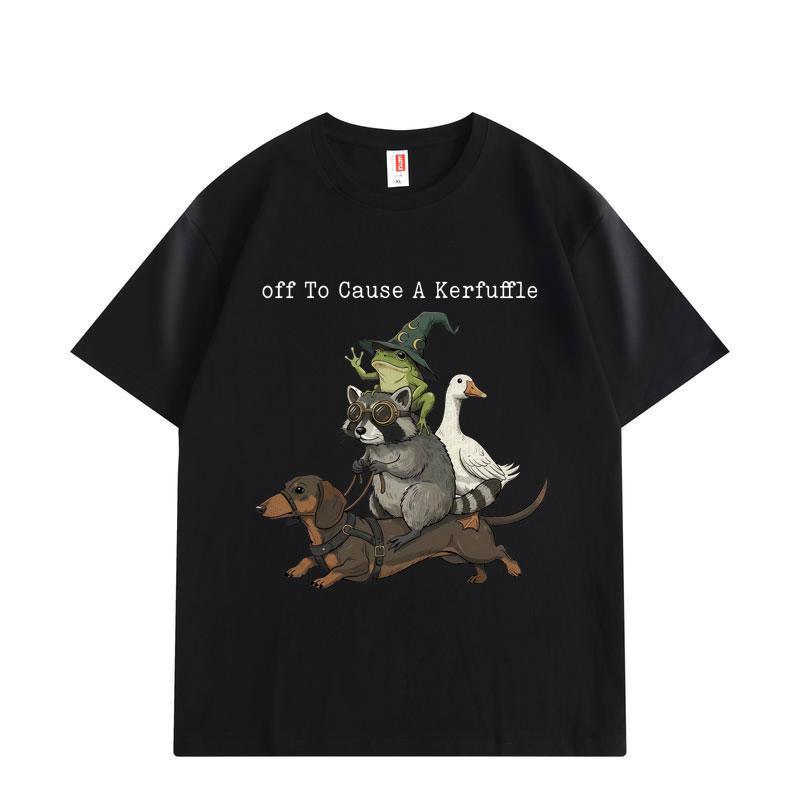 Off To Cause A Kerfuffle Funny Animal Graphic T Shirts High Quality Fashion Oversized T-shirts Men Women Cotton T-shirt