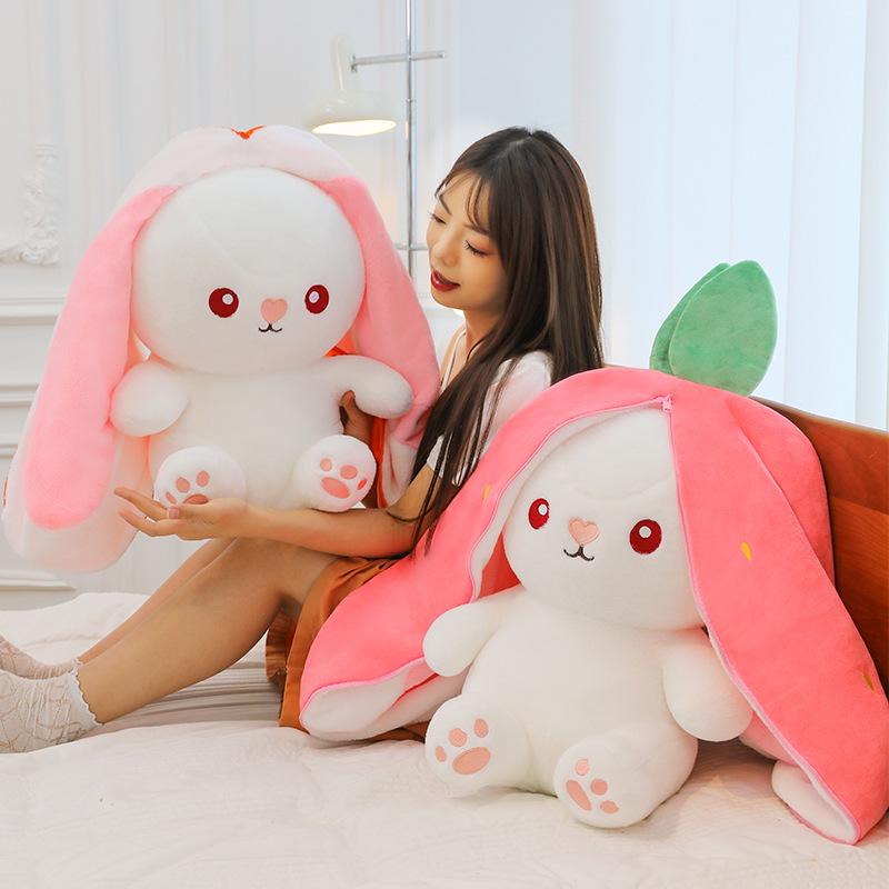 Strawberry Bunny Plush: Cute Radish-Inspired Companion with Big Ears