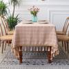 Cotton Geometric Plaid Jacquard Fabric Tablecloth Linen Rectangular Home Decoration Table Cover with Tassel for Banquet Party Nappe