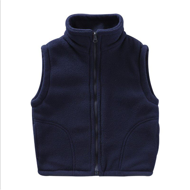 Spring and Autumn New Arrival Children Boys and Girls Pure Color Cardigan Simple Warm Polar Fleece Waistcoat