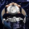 OLEVS Watch Cool Starry Sky Automatic Watch Mechanical Luxury Leather Belt Skeleton Leather Belt Waterproof Blue watch for men Gold Men's Men's (Rose