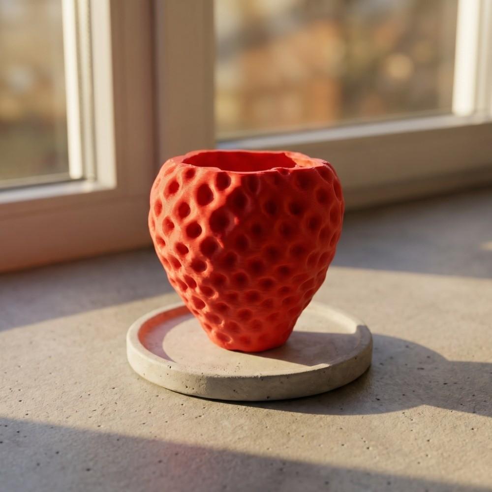 Creative 3D Printed Strawberry Flower Pot Ornaments Decoration Strawberry Storage Box Sweet Fruit Shaped Desktop Planter Office