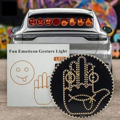 Car Mounted LED Fun Expression Decorative Light Auto Rear Window Multifunctional Warning Gesture Light Car Smiley Face Light