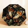 1pc Butterfly Flowers Automatic Folding Umbrella, Heavy Duty 8 Rib Iron Frame,  Suitable for Travel, Daily Use, Birthday, Decor Gift m0104090
