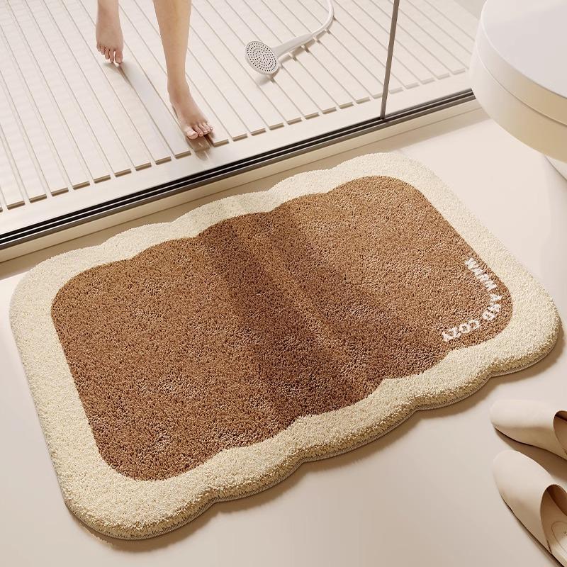 Cream wind imitation cashmere toilet floor mat bathroom absorbent mat toilet toilet quick drying door non-slip foot pad