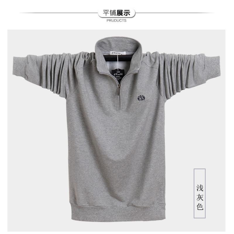 

Новая Свободная Плюс Молния Мужская Деловая Влагоотводящая Повседневная Футболка с Лацканами и Длинным Рукавом Легкая Мягкая Не Мнущаяся Дышащая Хлопковая Рубашка Поло 7XL светло-серый