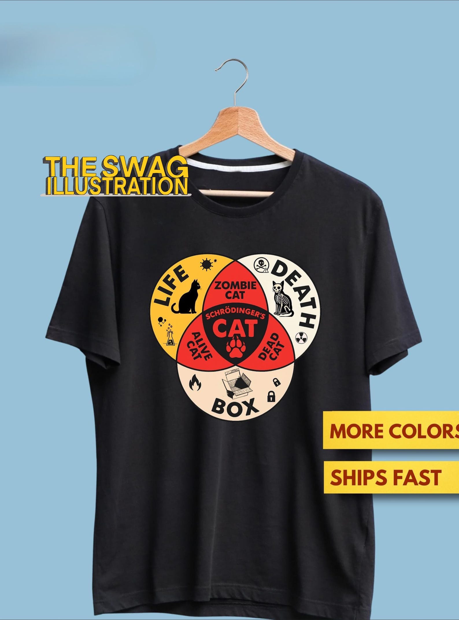 Science Physic Cat Physics Schrodinger s Cat Venn Diagram Funny Physics Humor Shirt, Erwin Schrödinger Quantum Physics Gift Ultra Soft Tee M