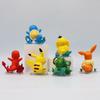 6Pcs Anime Pokemon Scene Elf Cute Pikachu Eevee Psyduck Charmander Squirtle Bulbasaur Model Car Decoration Figure Doll Toys Gift