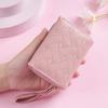 PU Leather Triple Fold Bag Zips Multi Card Wallet Portability Love Embroidered Wallet  Shopping