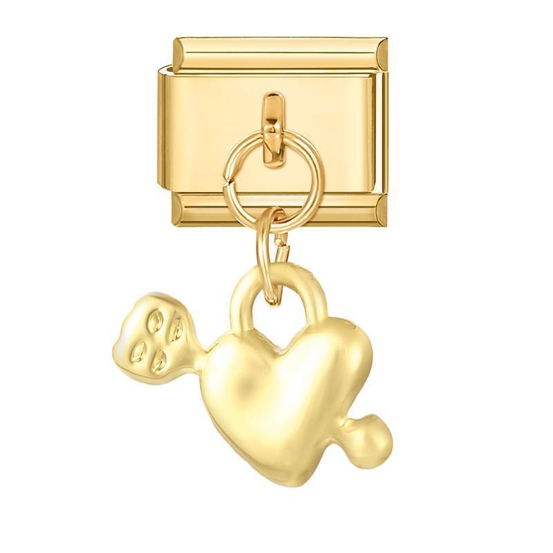 Gold Color Heart Lips Bow Knot Rose Swan Fishbone Pendant Charm Links Fit 9mm Stainless Steel Bracelet DIY Making Men Women Gift
