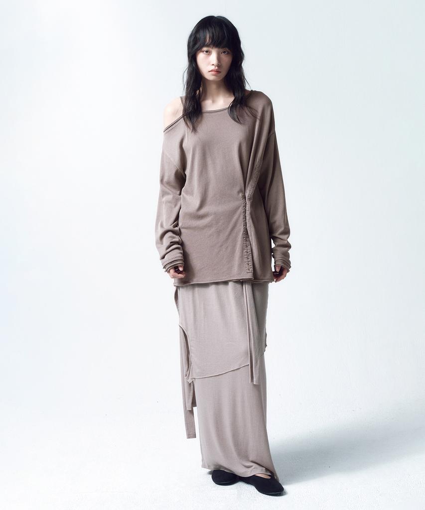 Insilence Woman 3-Layer Maxi Skirt Ash Beige
