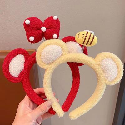 Cute Plush Bow Strawberry Cartoon Headband Children Sweet Hair Hoops Fashion Hair Accessories Female Washface Hairband Tie