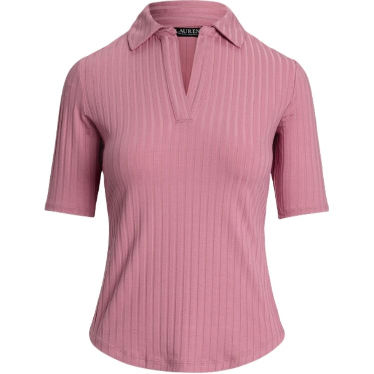 Женская футболка-поло Polo Ralph Lauren с узким кроем и ребристой вязкой Rose-Pink WMLRKNIS5020130-650 S