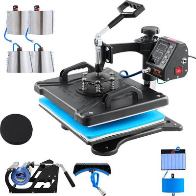 Heat Press 30.5x38.1 Cm 10 In 1 Heat Press 1000W Heat Press Machine with 360 degreesRotation Swing Away Black 10 In 1 T-Shirt Sublimation