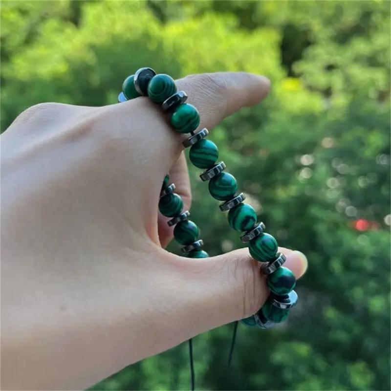 4 Styles Fashionable Malachite Bracelet, Natural Stone Beads Bracelet for Men and Women Valentine's Day Gift