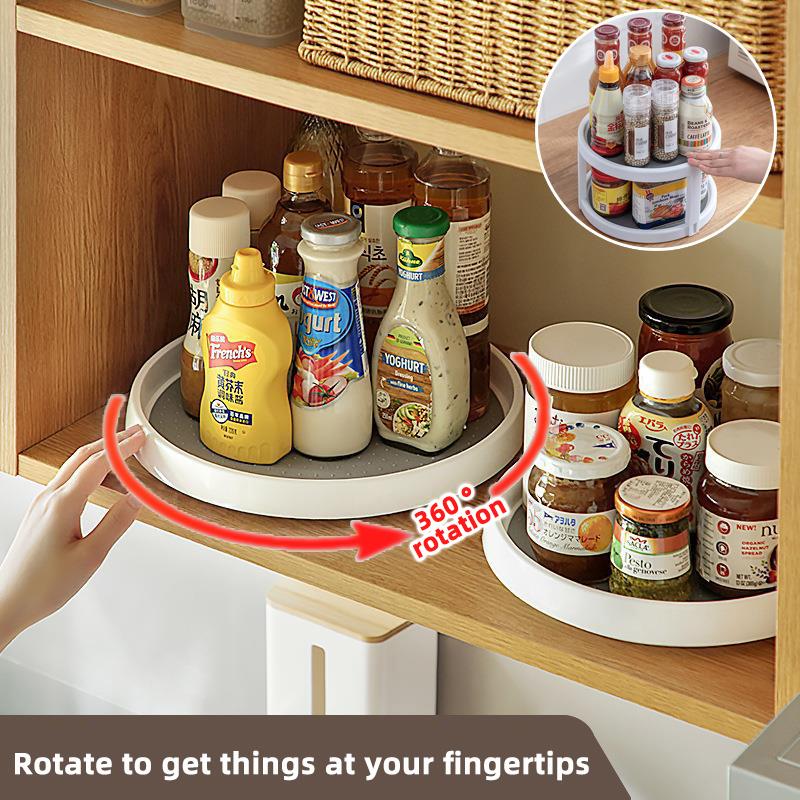360 ° Rotating Storage Tray, Kitchen Multifunctional Seasoning Rack, Anti Slip Base To Prevent Stability, Double-layer Design