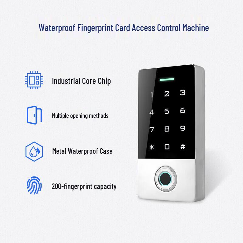 Realand Waterproof Fingerprint & Card Access Control System CN plug (adapter included)