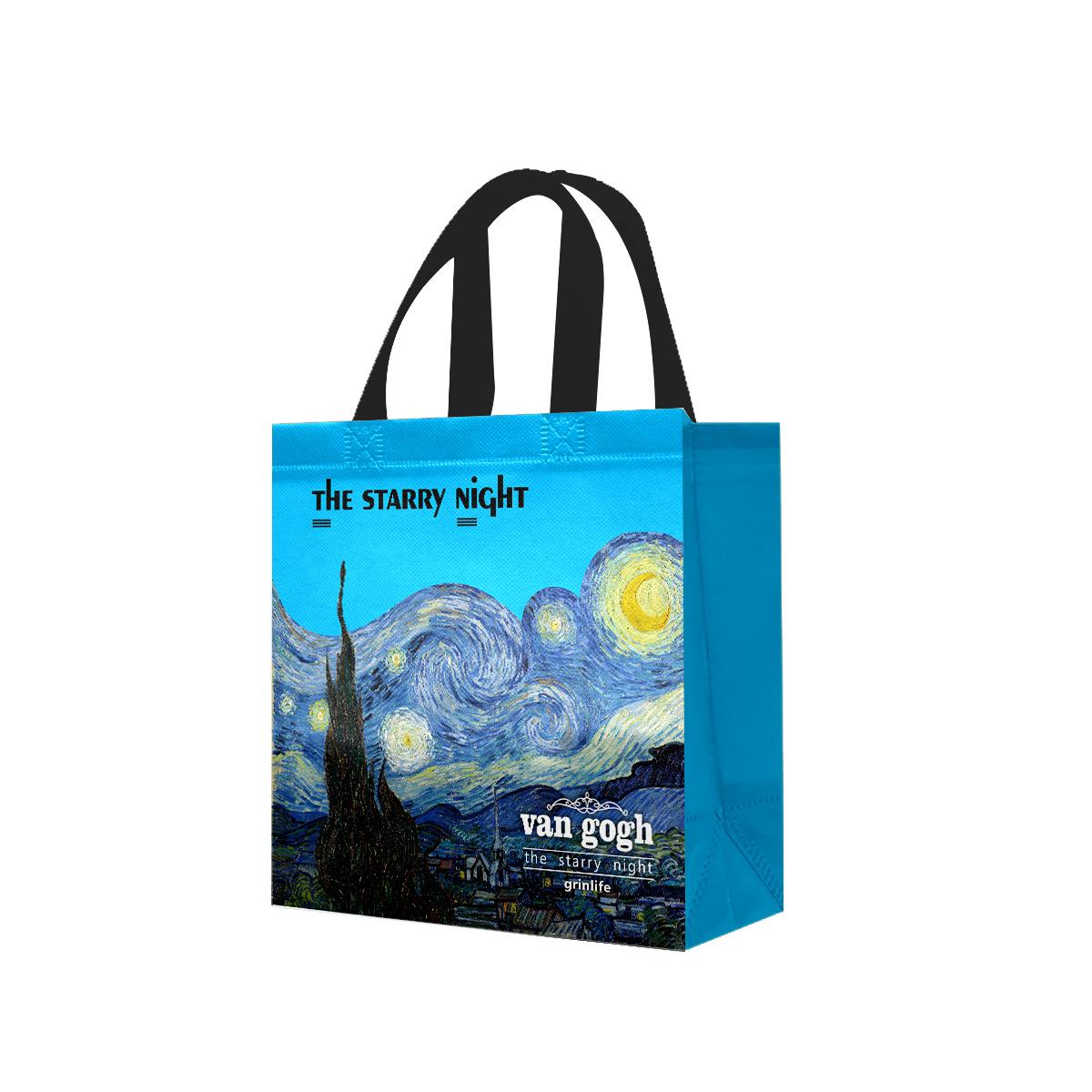 

2026 Van Gogh Painting Inspiration Bible Christmas Party Holiday Flowers Gift Bag Non-woven Bag Tote Bag 22*23*11cm quantity 4