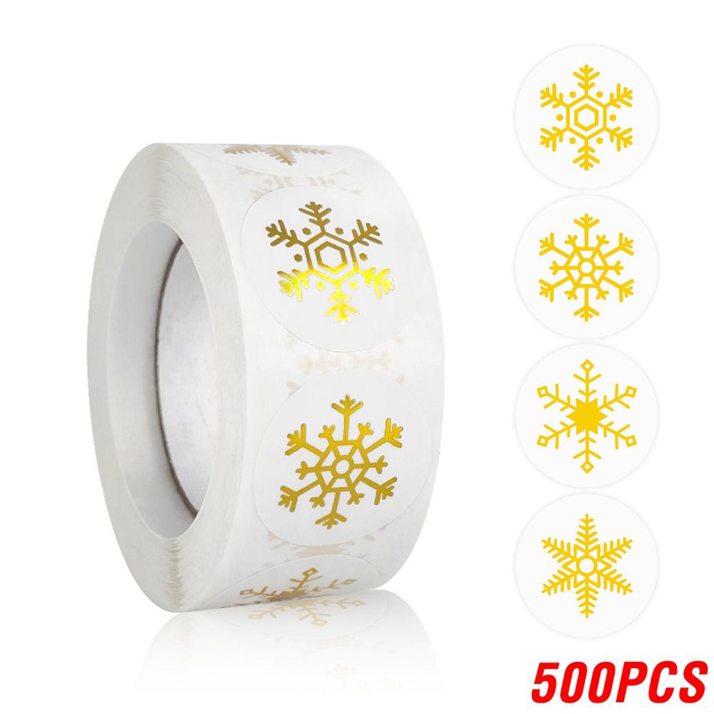 100-500Pcs Snowflake Merry Christmas Stickers Candy Bag Envelopes Sealing Label Sticker Christmas Gifts Box Decorations