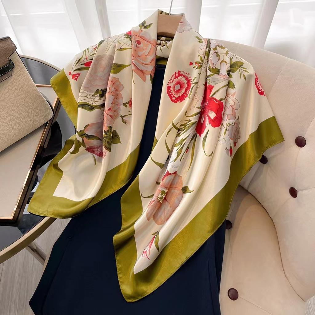 Vintage Paisley Silk Scarf Women Fashion Designer Head/Hair Scarves 90*90cm Hijab Bandana Cheveux Foulard Femme 90X90CM
