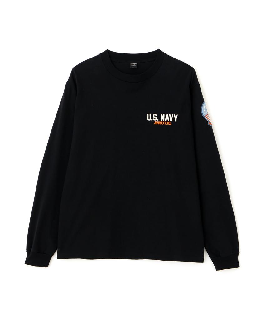Avirex Long Sleeve Top Gun Size Black Men's T-Shirt, M, (Size 010)