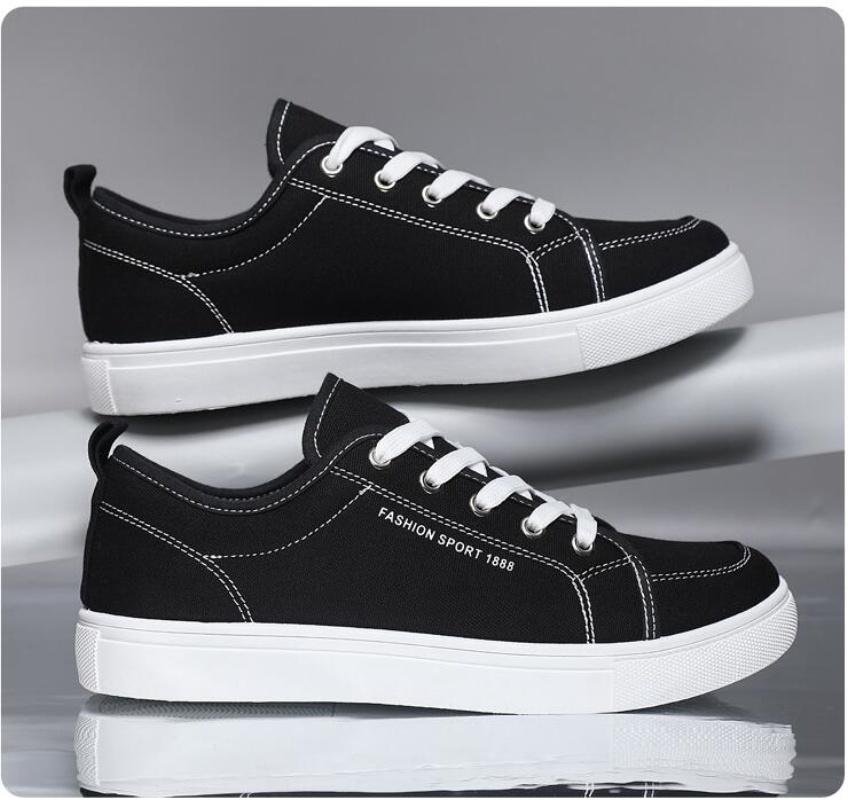 2025 New Blue Men's Casual Canvas Shoes Lace-Up Flat Luxury Design Anti-Slip Sneakers Couple Board Shoes Plus Size 45/46