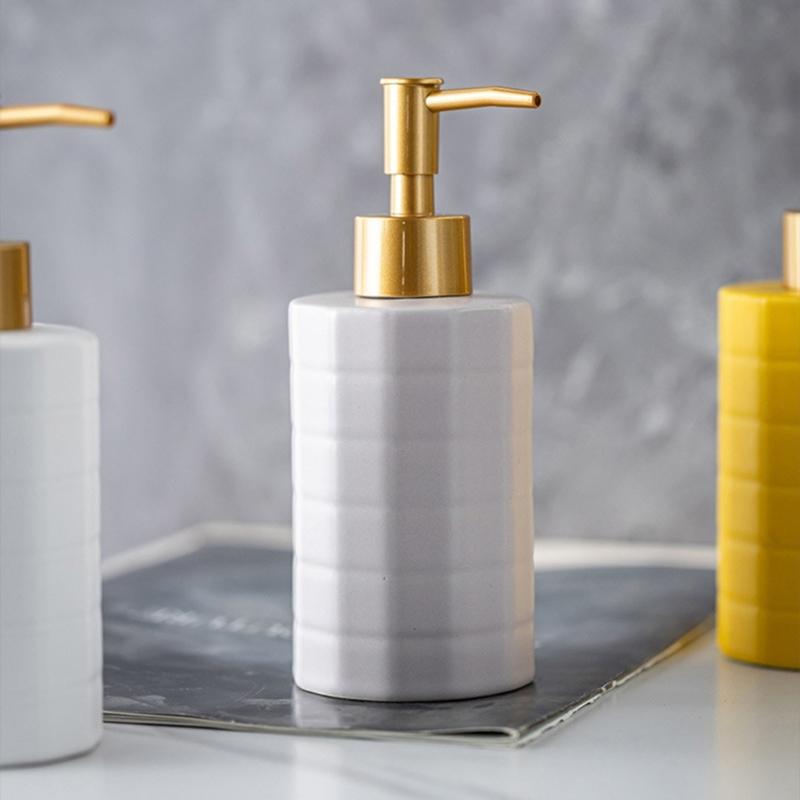 Ceramic Liquid Dispenser Refillable Container For Bath Essential Shampoo Soap Bottle
