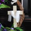 New Easter Cross Wreath With Bow Rattan Ring Garland Hanging Ornament For Home Front Door Wall Garden Decoration Art Gift