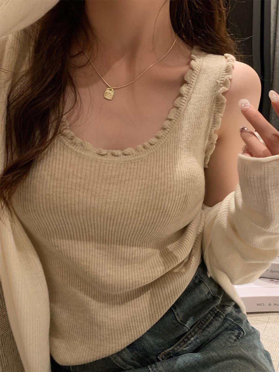 Women s Summer Slim Fit Lace Trim Sleeveless Knit Camisole 2026 One Size