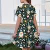 Girl Summer Dress Color & Print Short Sleeve Dress With Pocket Casual Dress Shorts Sleeve Party Dress Easter Day