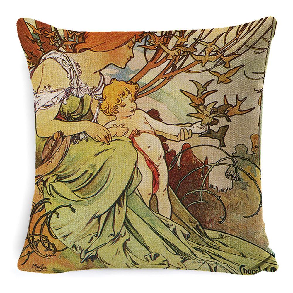 Pillow Ancient Greek Mythology Waist Support Office Sofa Cushion Home Bed Cushion Bedside Backrest