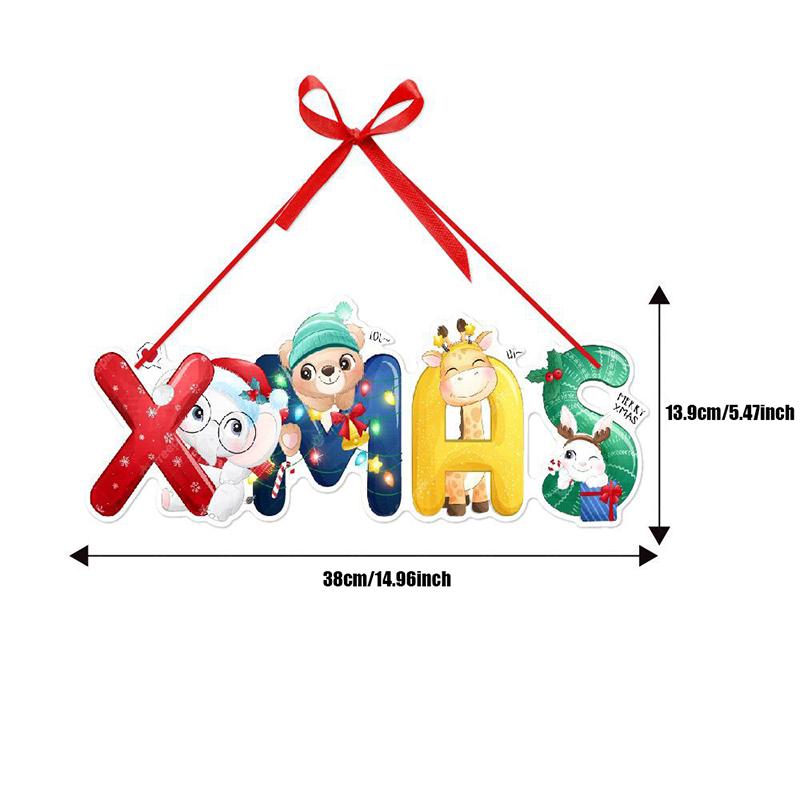 

1Set Christmas Door Hanging Banner Xmas Tree Santa Claus Snowman Elk Pendant Gift Merry Christmas Party Decoration