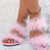 New Summer Fairy Style Colorful Fur Slippers Women's Flat Bottom Fits Outside To Wear Flip Flops Large Size