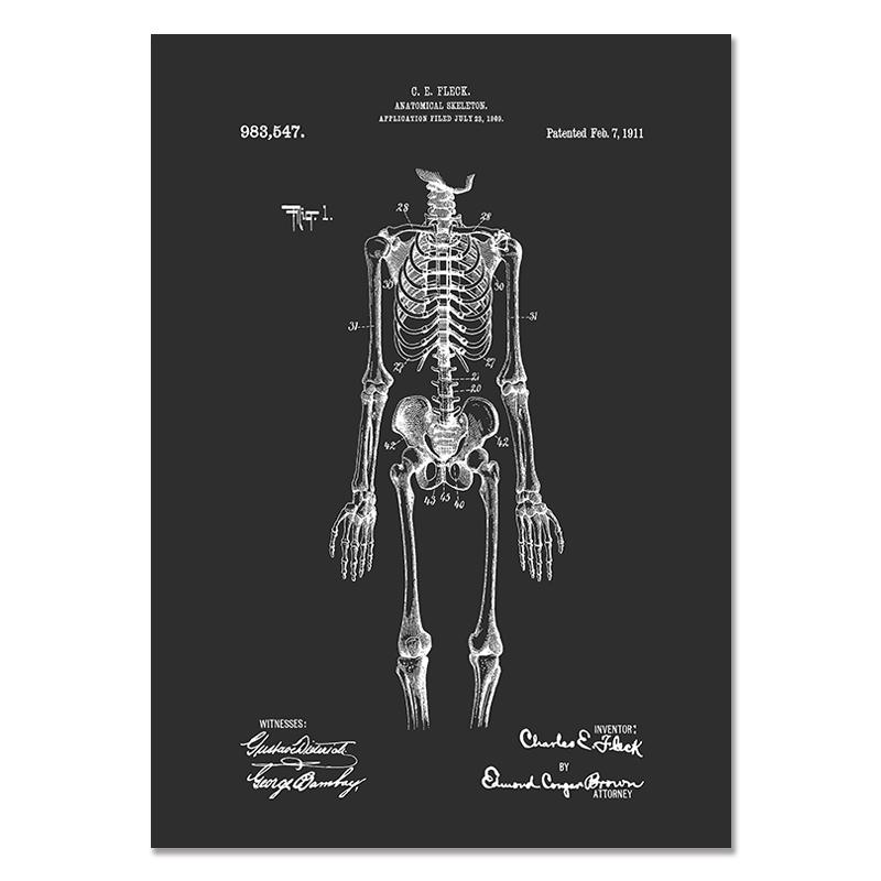 Anatomy Muscle Bone Black and White Canvas Painting Skeleton Organ Wall Art Modern Pictures Posters for Doctor Office Home Decor