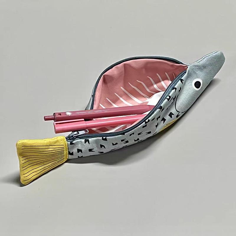 Trousse à crayons Grouper Poisson salé Drôle Créatif Joker Sac de rangement Étudiant Finition de bureau Multifonctionnel Niche Boîte de rangement pour papeterie
