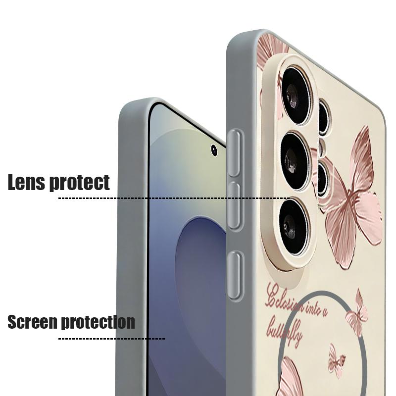 Bowknots Butterfly Pattern Case For Samsung Galaxy S26 Ultra S25 Edge S24 Plus S23 FE S22 A54 A55 A56 5G Magnetic For Magsafe Matte Cover