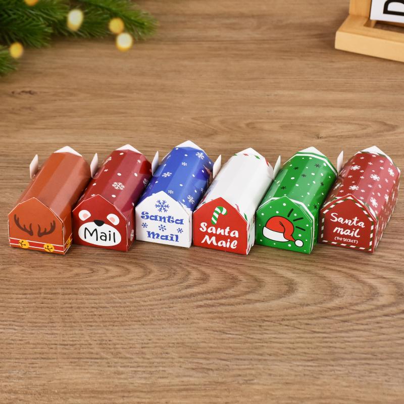 50pcs Christmas Mailbox Shape Candy Gift Box Kids Xmas Cookie Snack Packing Box Bag Navidad Noel Home Decor New Year
