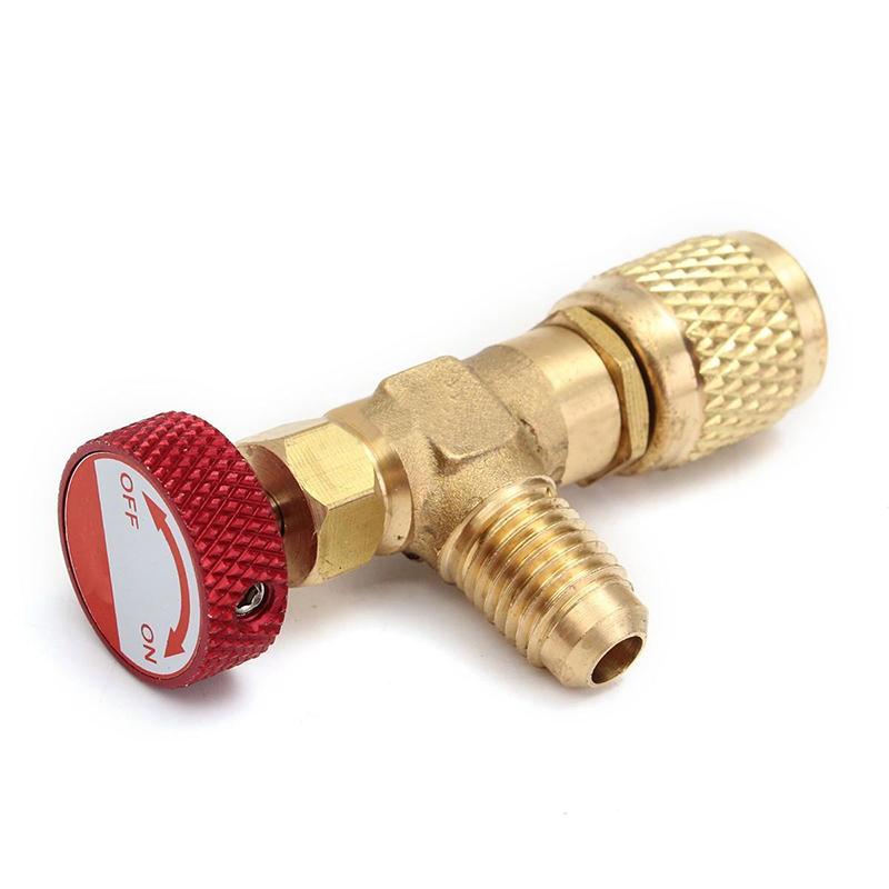 R410A Copper Flow Control Valve for Refrigerant Charging Hose Red Knob