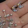 Moonlit Cat Crystal Crescent Earrings