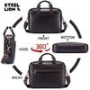 Top-Grain Leather Men's Business Briefcase - Slim 14-Inch Laptop Bag with Document Organizer, Durable Handheld for Office & Travel