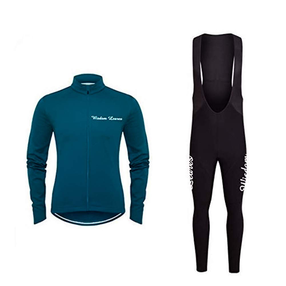 

Wisdom Leaves Men s Long Sleeve Cycling Jersey Set, 3 Colors (Navy 1, XXL)