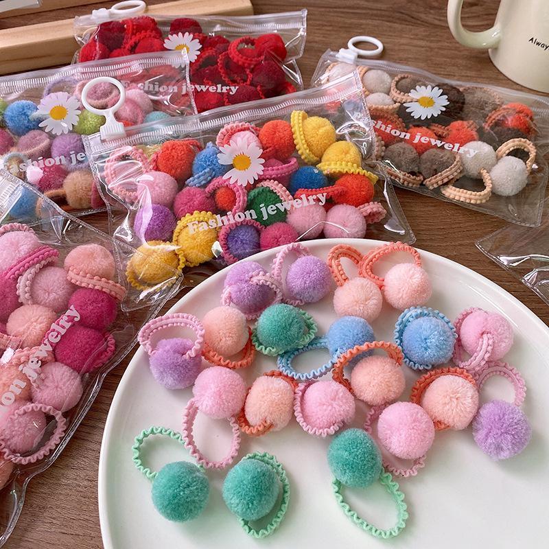 Girls' Cute Lace Pompom Hair Ties: Damage-Free Ponytail Accessories