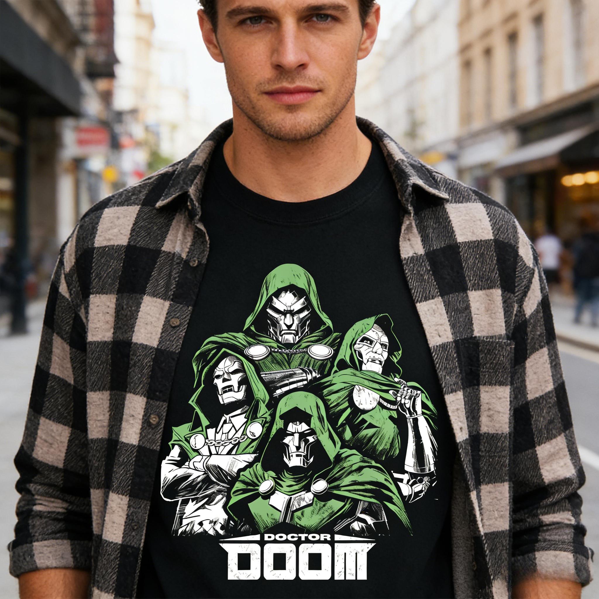 ZX Retro Doctor Doom Comic Graphic Cotton Tshirts for Movie Fan Gift Marvel Superhero Print Tshirt Summer Casual Soft Tops S