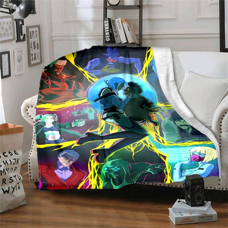 Cyberpunk Flannel Blanket Soft Warm All-Season Throw, Design for Camping, Car Travel, Hiking Sofa, Bed, Office Perfect Gift for Parties