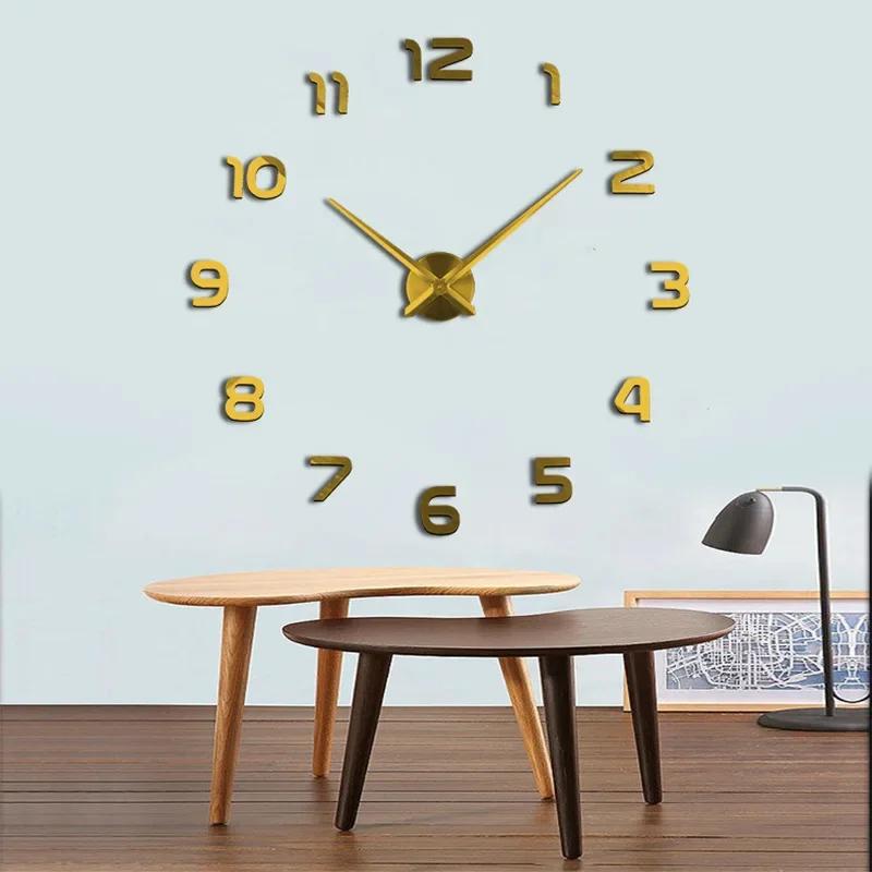 Large acrylic three-dimensional Roman digital wall clock living room bedroom wall clock