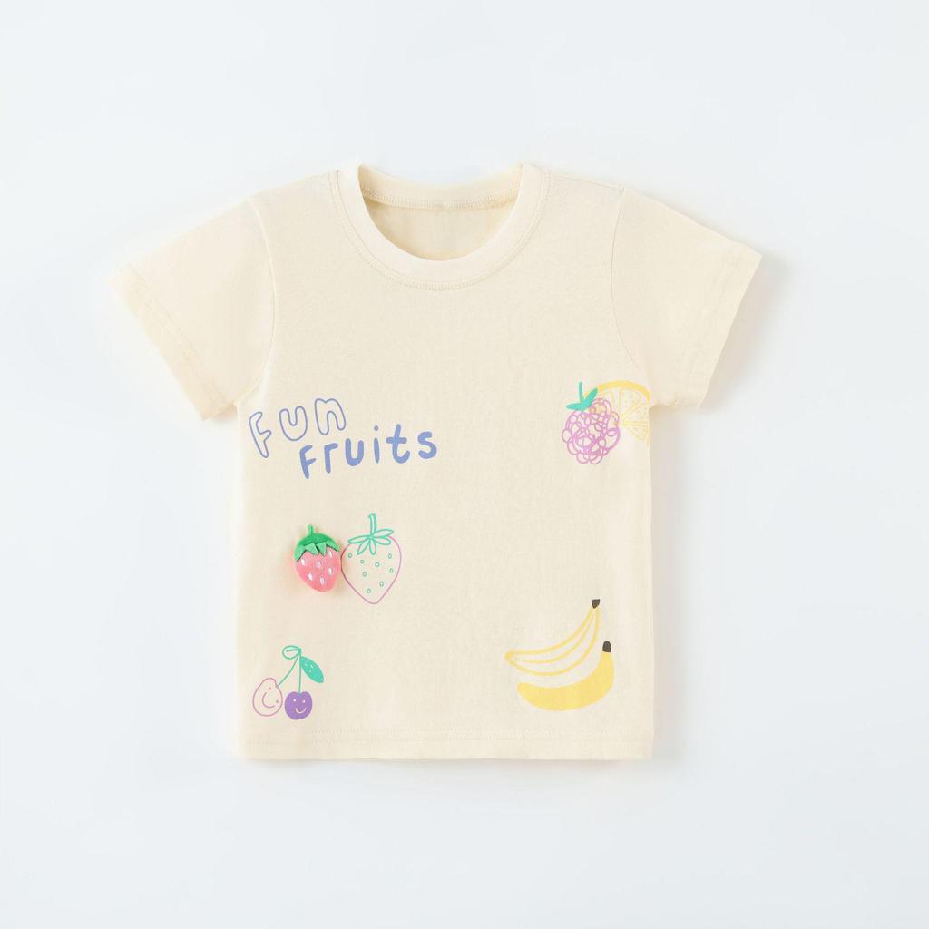 Summer Strawberry Print Toddler Girls' Short Sleeve T-shirt