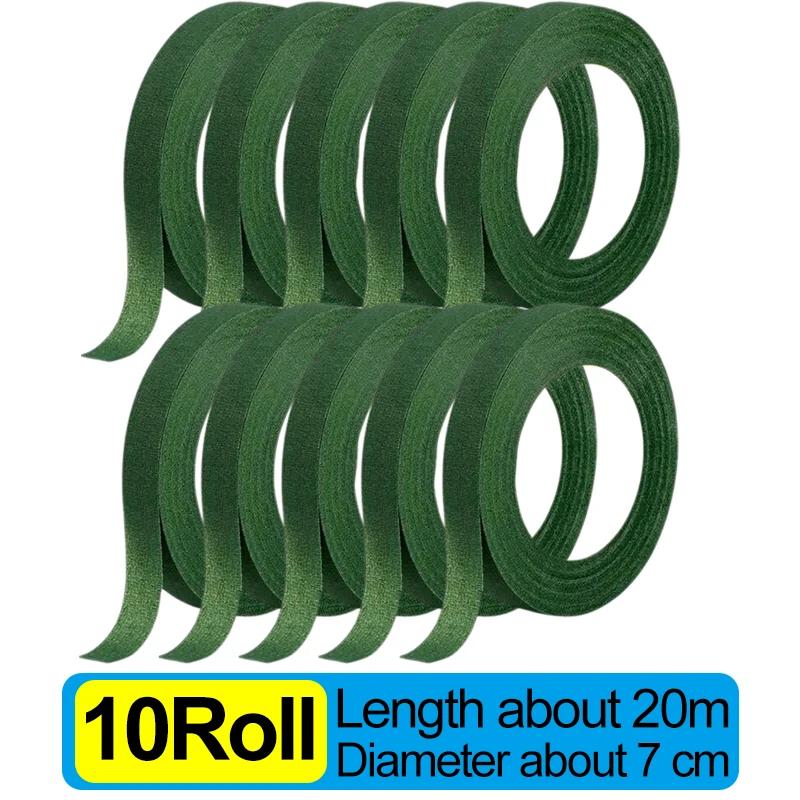 20/1Rolls Green Bouquet Floral Tapes Self-adhesive Stamen Wrapping Paper Tape DIY Flowers Decor for Florist Wedding Party Props