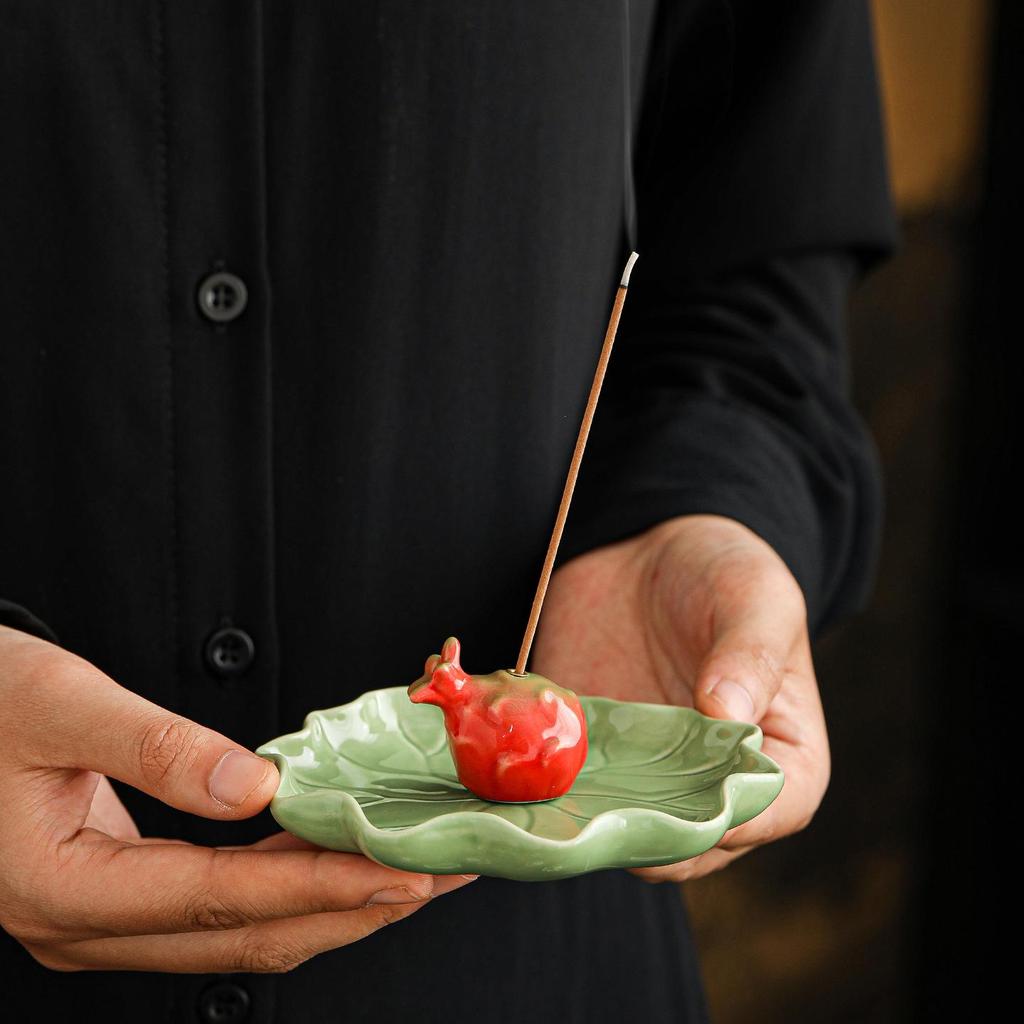 New Ceramic Lotus Incense Holder with Frog Ornament In Fresh Colors