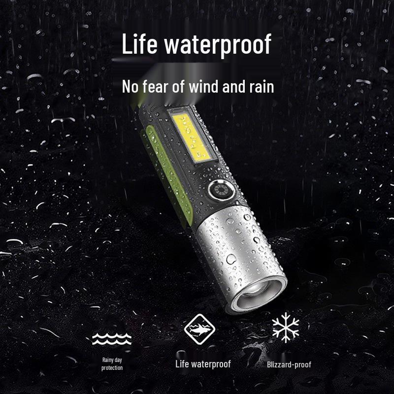 Portable Multi-Function Outdoor Flashlight with Side Light and White Laser
